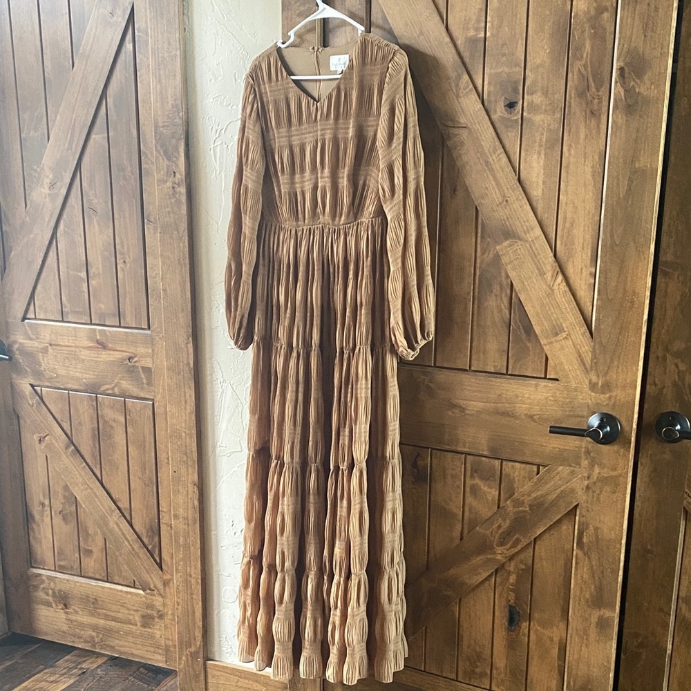 Dainty Jewells Long Sleeve Brown Maxi Dress
